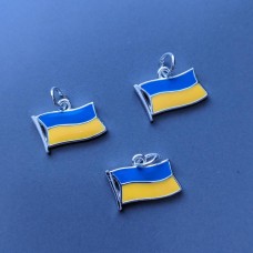 Підвіска прапор України в сріблі 12*16, ціна за шт.